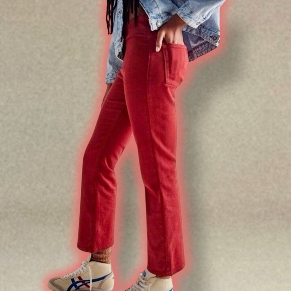 NWT We The Free ‘In My Feelings’ Mid-Rise Crop Bootcut Jeans in Maroon Size XS - Picture 2 of 16